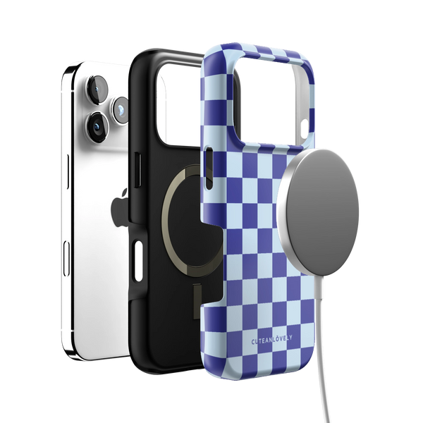 Blue Checkered MagSafe iPhone Case