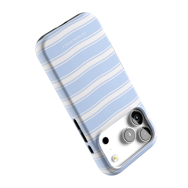 Blue Retro Stripe MagSafe iPhone Case