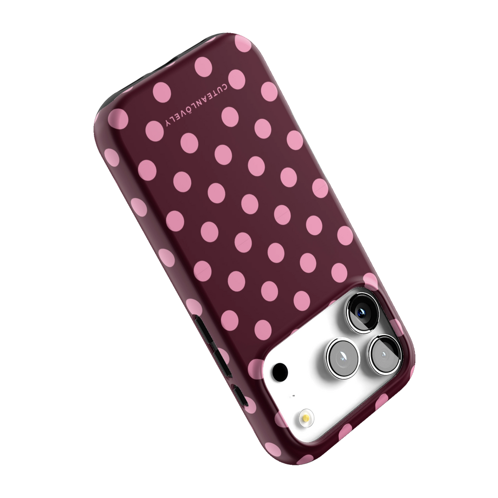 Berry Pink Polka Dot MagSafe iPhone Case