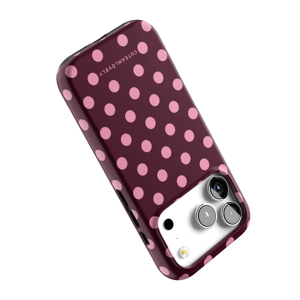 Berry Pink Polka Dot MagSafe iPhone Case