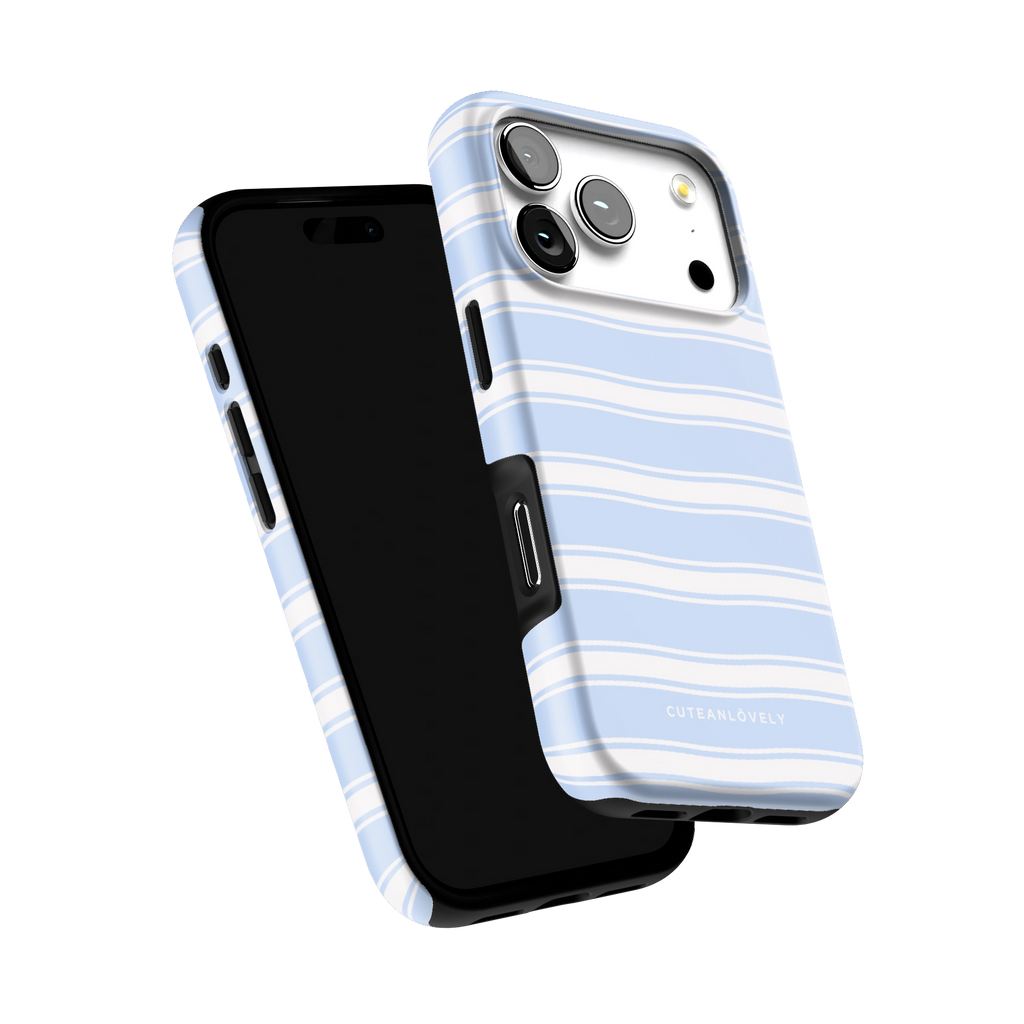Blue Retro Stripe MagSafe iPhone Case