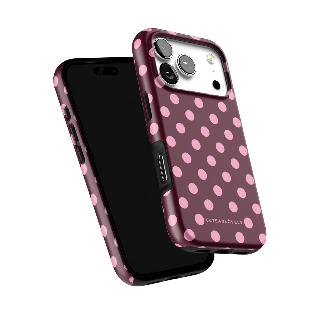 Berry Pink Polka Dot MagSafe iPhone Case