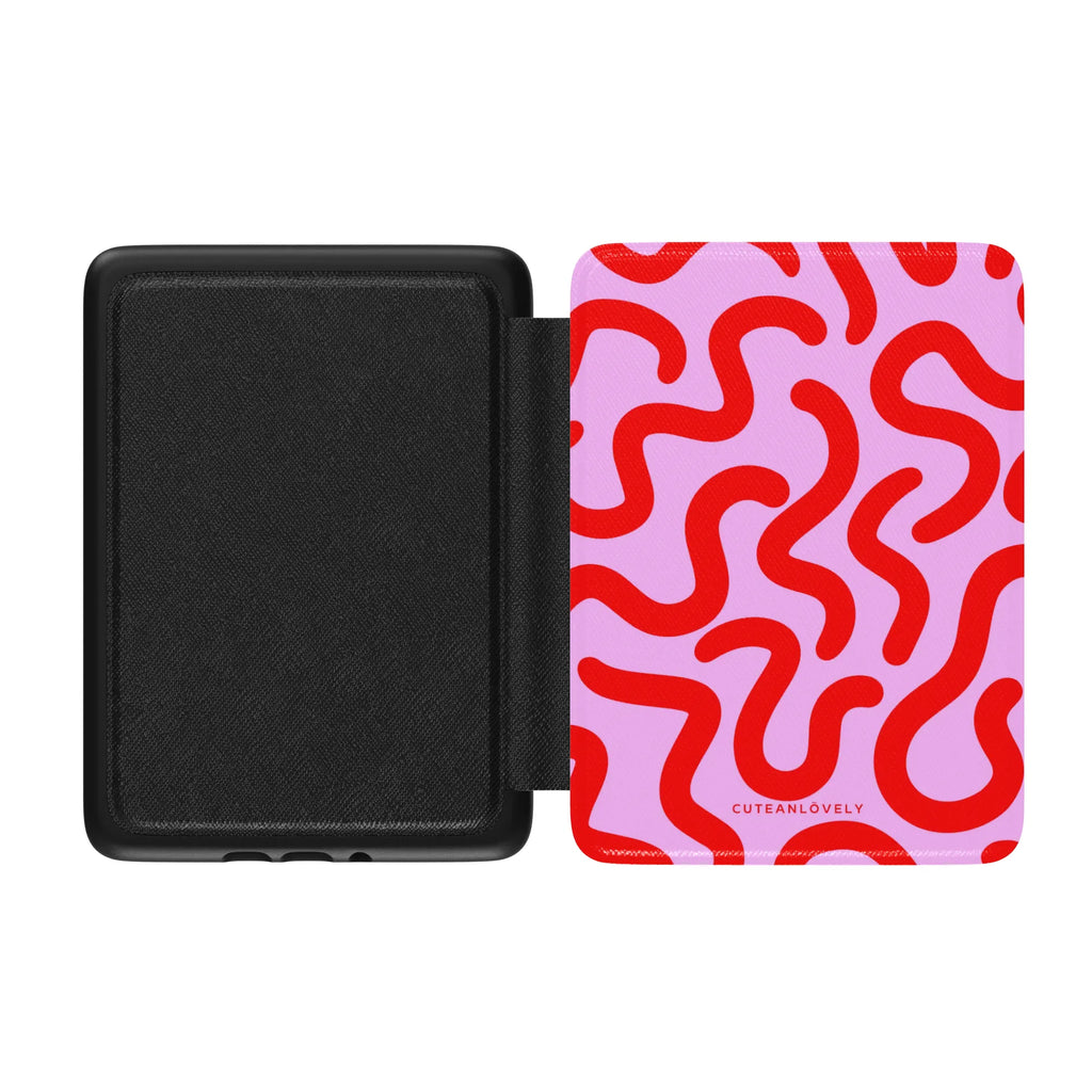 Cherry Squiggle Kindle Case