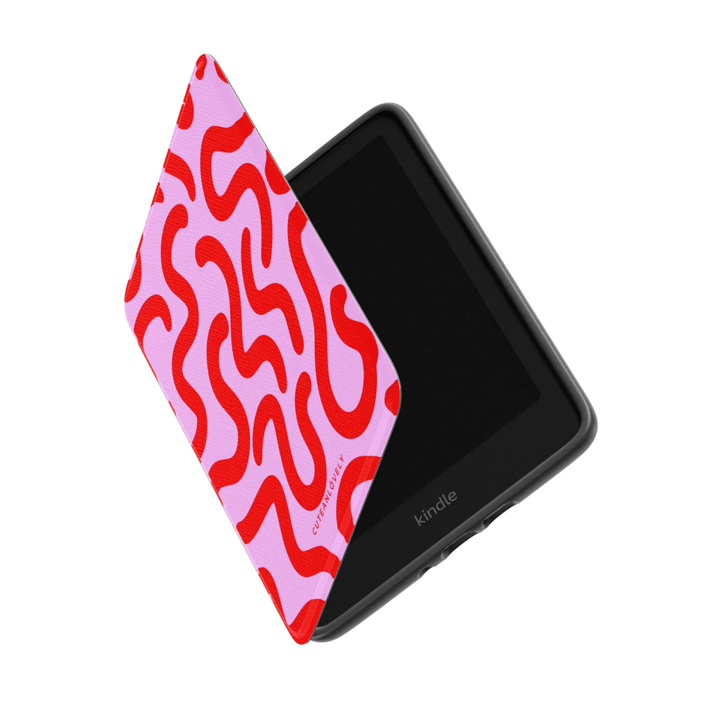 Cherry Squiggle Kindle Case